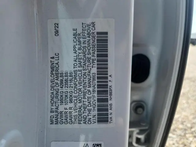 2022 HONDA ACCORD LX  