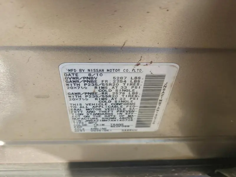 2010 NISSAN MURANO S  