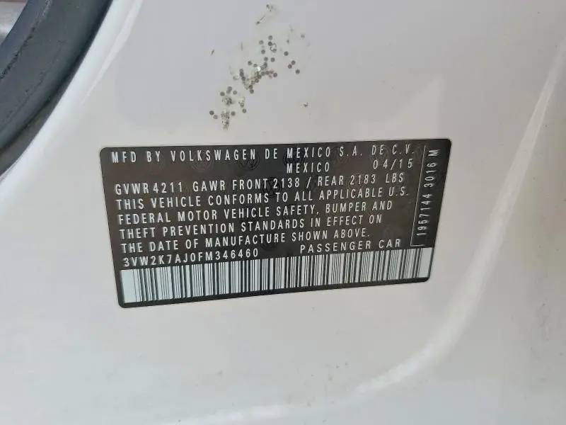 2015 VOLKSWAGEN JETTA BASE  