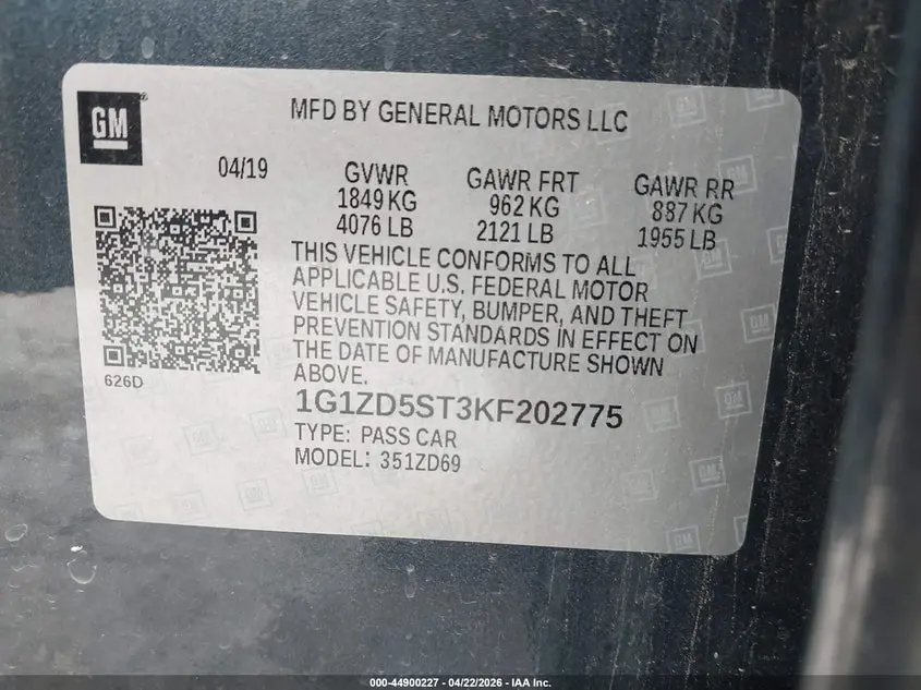 2019 CHEVROLET MALIBU LT