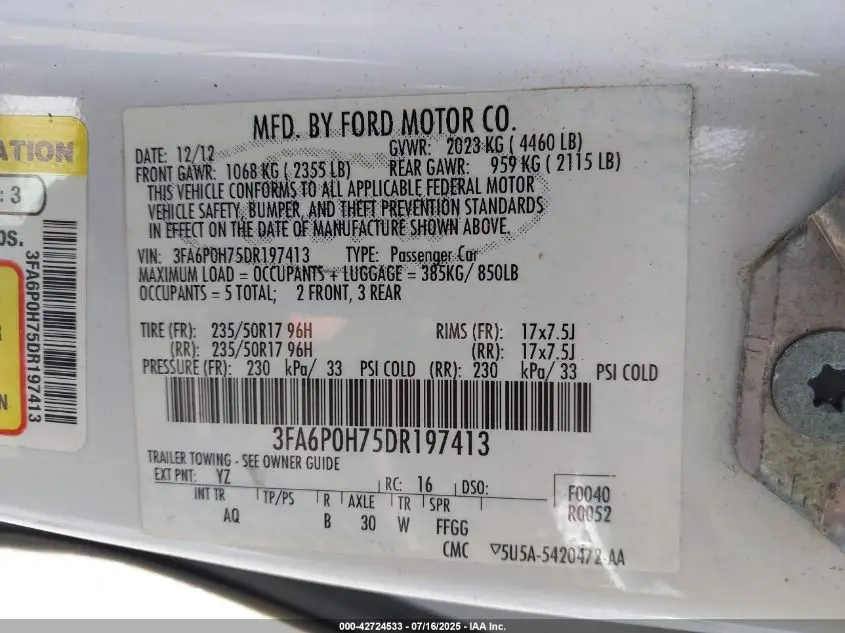 2013 FORD FUSION SE