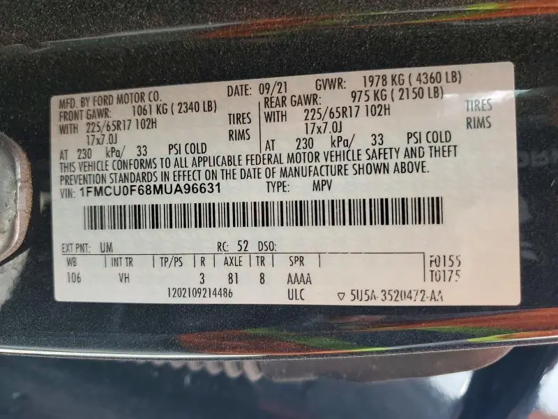 2021 FORD ESCAPE S  