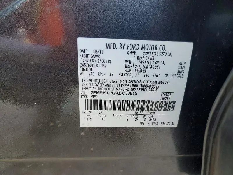 2019 FORD EDGE SEL  