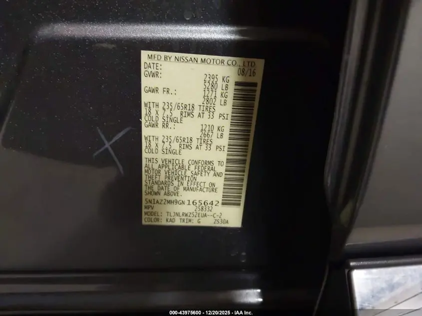 2016 NISSAN MURANO SL