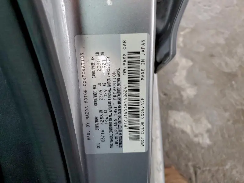 2016 MAZDA 6 GRAND TOURING  