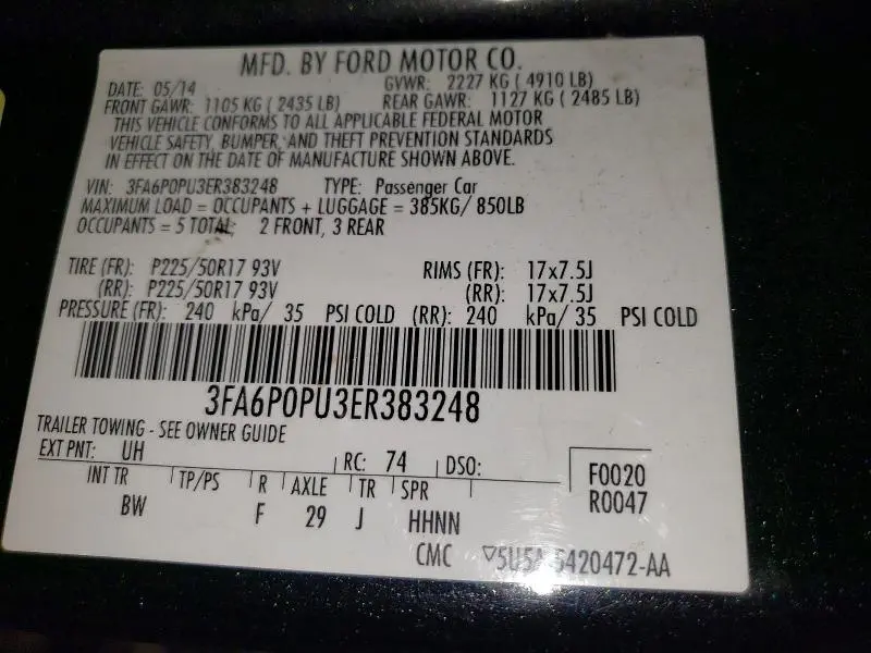 2014 FORD FUSION SE PHEV  