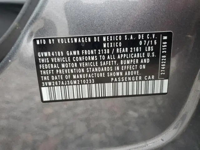 2016 VOLKSWAGEN JETTA S  