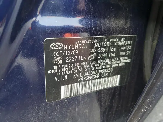 2010 HYUNDAI ELANTRA BLUE  