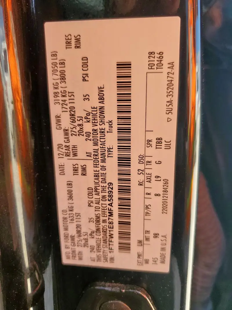 2021 FORD F150 SUPERCREW  