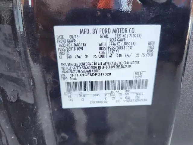 2013 FORD F150 SUPER CAB  