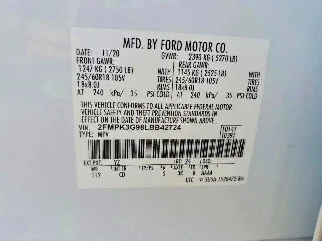 2020 FORD EDGE SE  