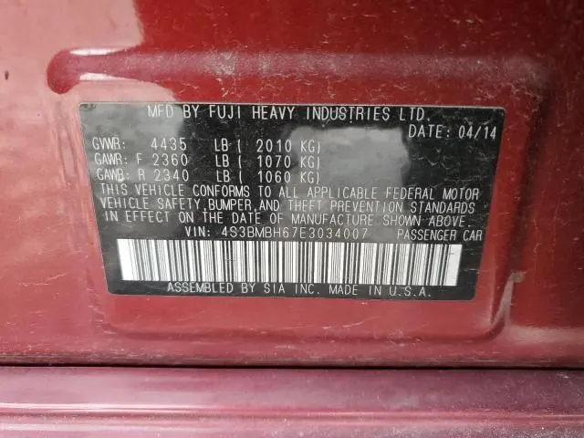 2014 SUBARU LEGACY 2.5I SPORT  