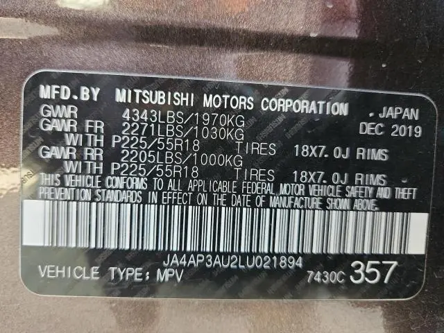 2020 MITSUBISHI OUTLANDER SPORT ES  