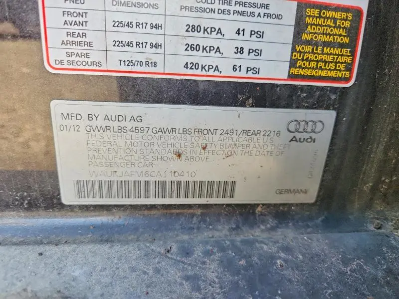 2012 AUDI A3 PREMIUM PLUS  