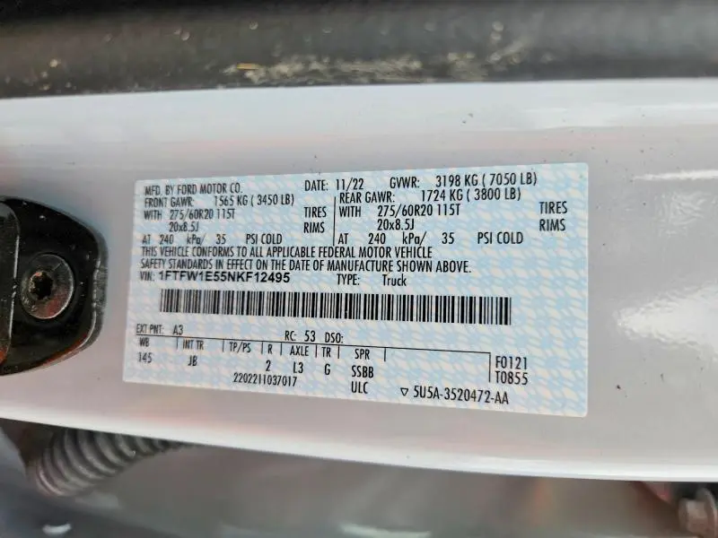 2022 FORD F150 SUPERCREW  
