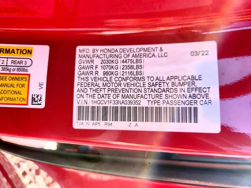 2022 HONDA ACCORD SPORT  