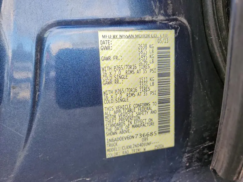 2013 NISSAN FRONTIER S  