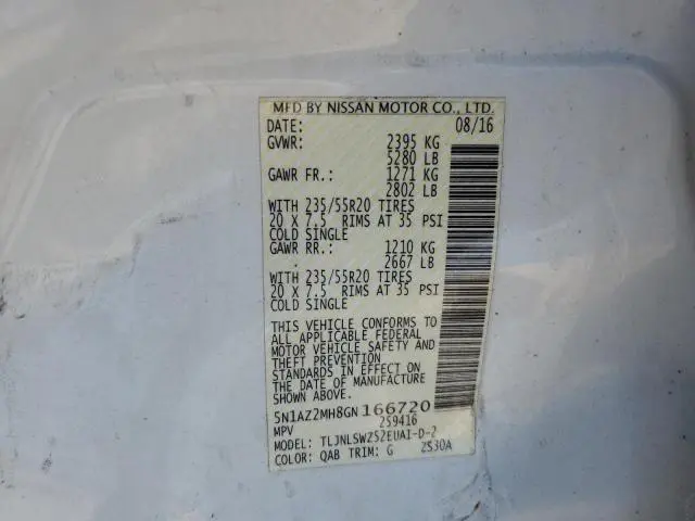 2016 NISSAN MURANO S  