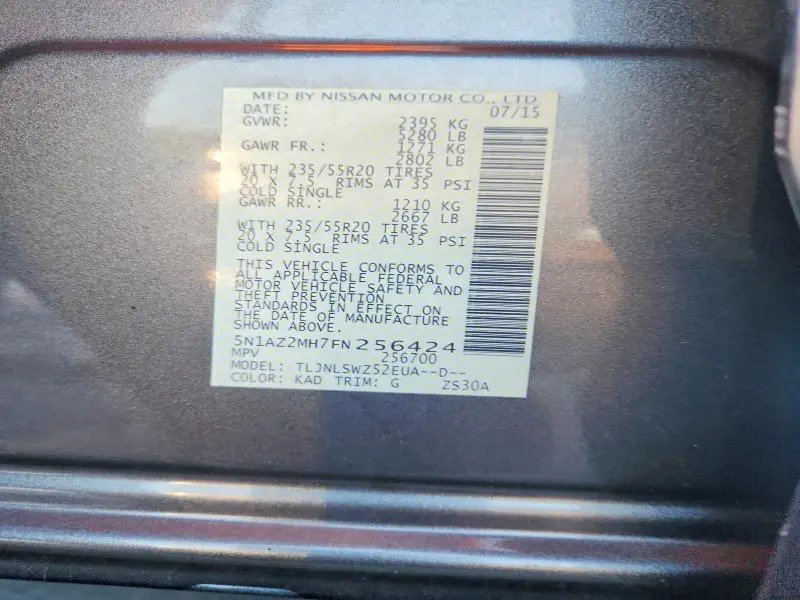 2015 NISSAN MURANO PLATINUM  
