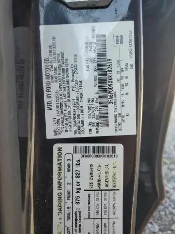 2019 FORD FUSION TITANIUM  