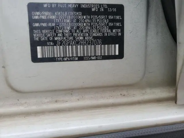 2017 SUBARU CROSSTREK LIMITED  