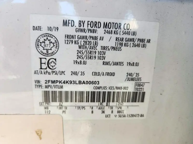 2020 FORD EDGE TITANIUM  
