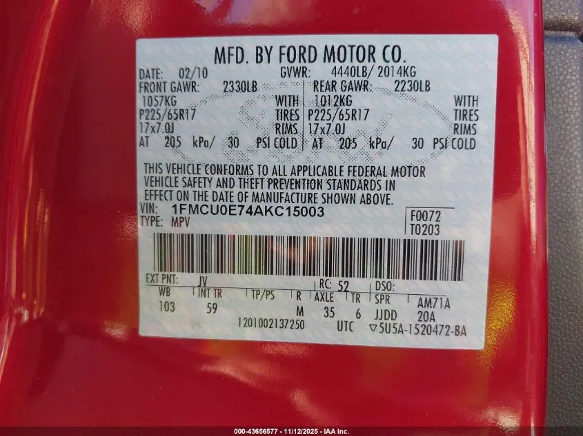 2010 FORD ESCAPE LIMITED