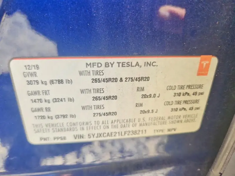 2020 TESLA MODEL X   