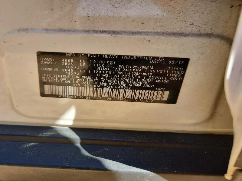 2017 SUBARU OUTBACK TOURING  