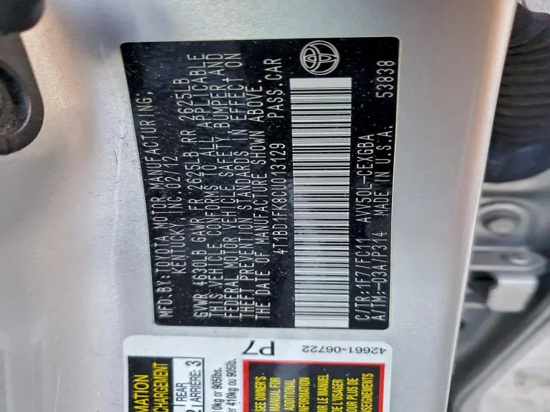 2012 TOYOTA CAMRY HYBRID  