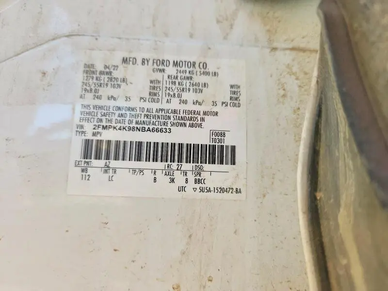 2022 FORD EDGE TITANIUM  