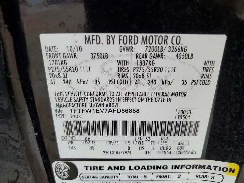 2010 FORD F150 SUPERCREW  