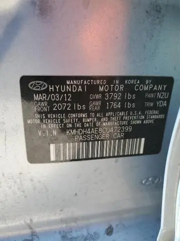 2012 HYUNDAI ELANTRA GLS  