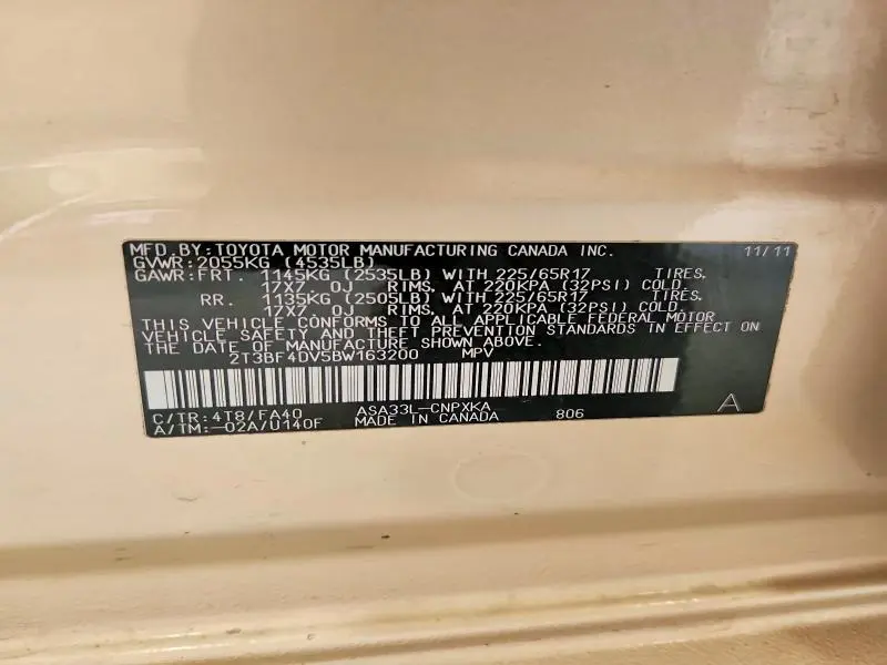 2011 TOYOTA RAV4 BASE  