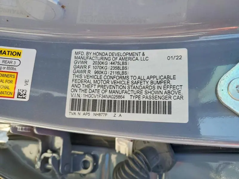 2022 HONDA ACCORD SPORT  