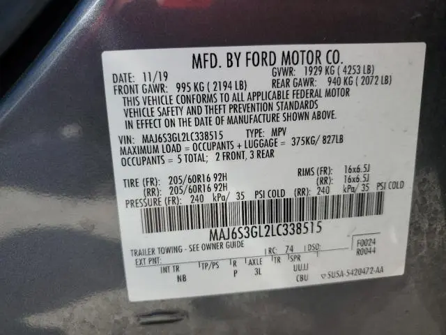 2020 FORD ECOSPORT SE  