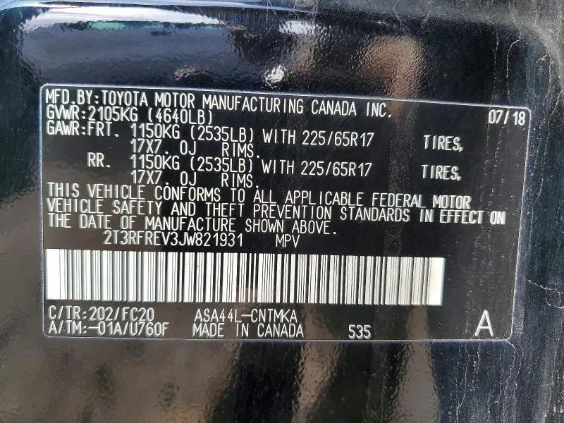 2018 TOYOTA RAV4 XLE  