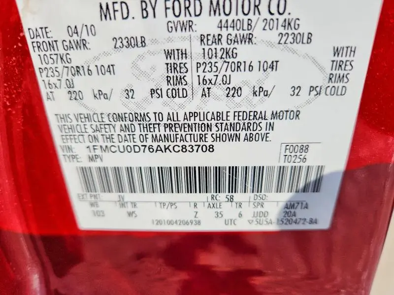 2010 FORD ESCAPE XLT  