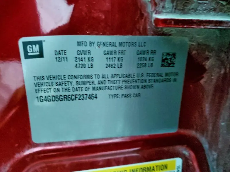 2012 BUICK LACROSSE PREMIUM  