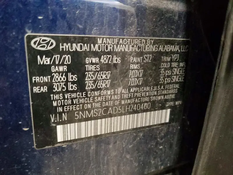 2020 HYUNDAI SANTA FE SE  