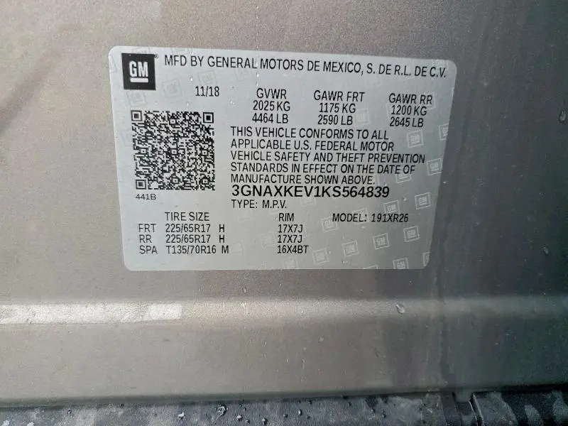 2019 CHEVROLET EQUINOX LT  