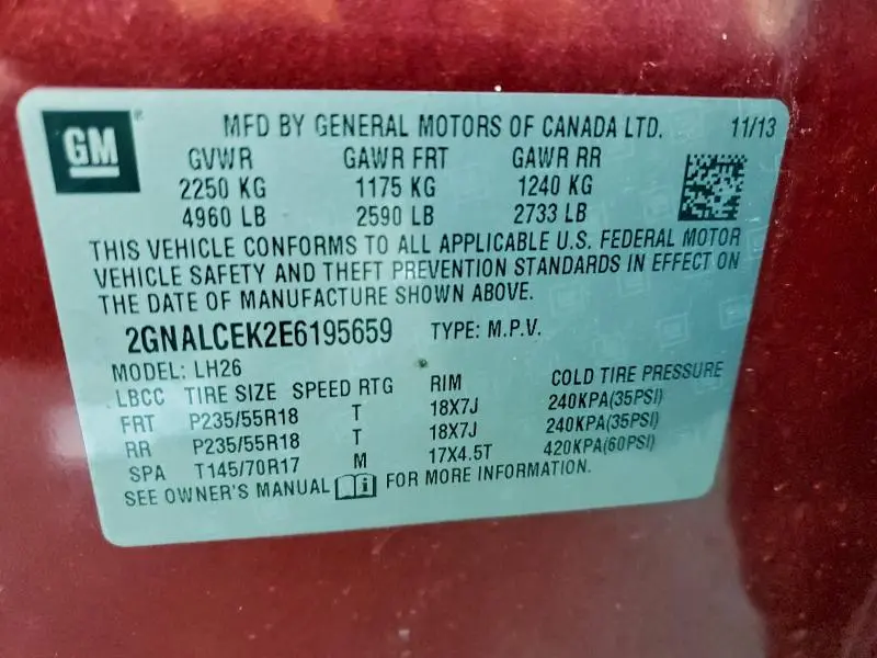 2014 CHEVROLET EQUINOX LT  