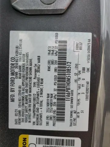 2021 FORD MUSTANG   