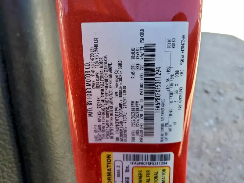 2015 FORD MUSTANG GT  