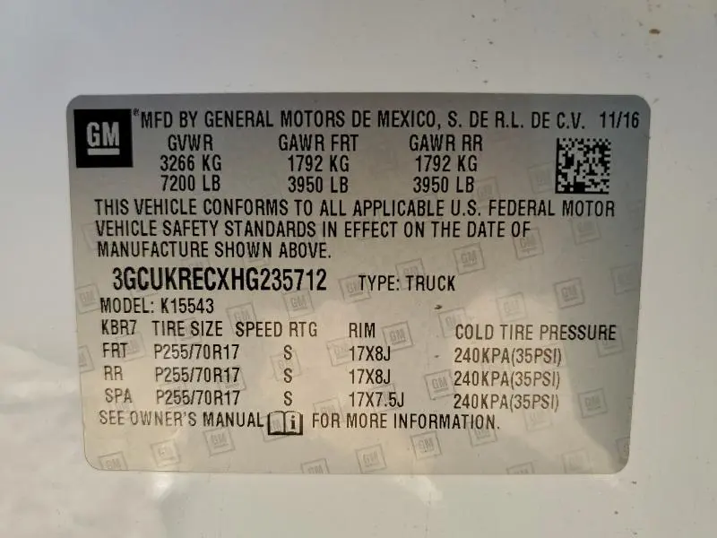 2017 CHEVROLET SILVERADO K1500 LT  