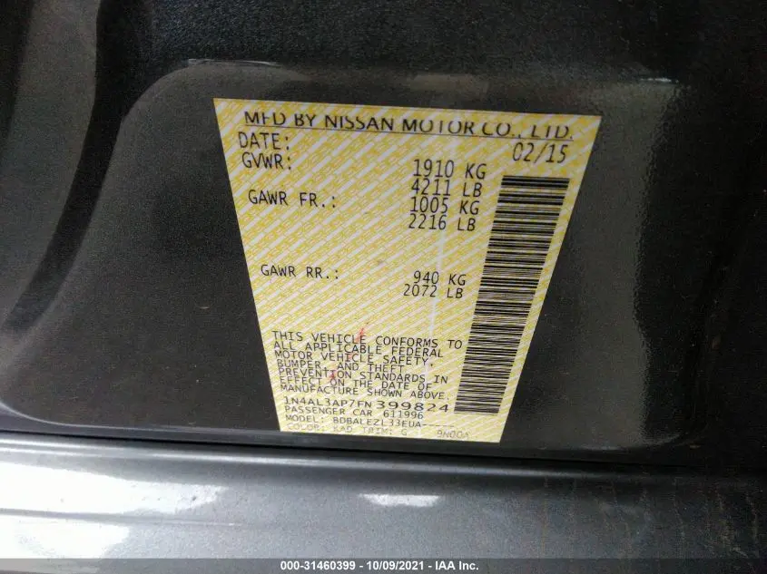 2015 NISSAN ALTIMA 2.5