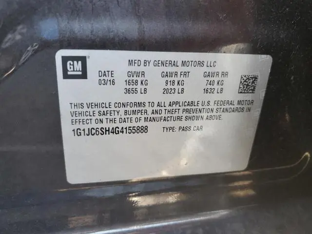 2016 CHEVROLET SONIC LT  