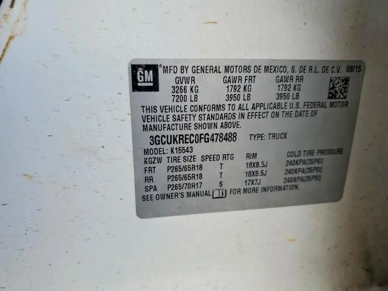 2015 CHEVROLET SILVERADO K1500 LT  