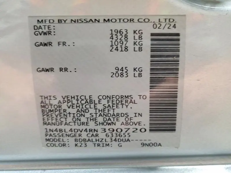 2024 NISSAN ALTIMA SV  