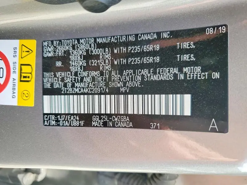 2019 LEXUS RX 350 BASE  